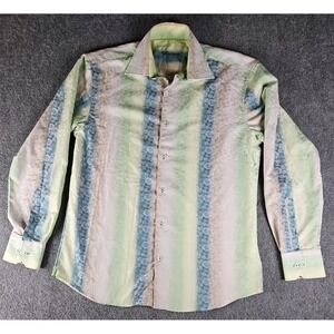 VISCONTI Mens Size Medium Long Sleeve Button Down Shirt Abstract Perfect 1362